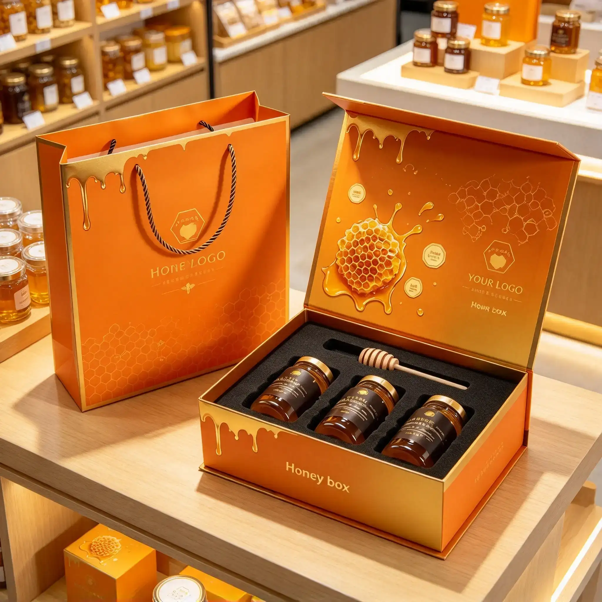 Orange Magnetic Honey Gift Box Set