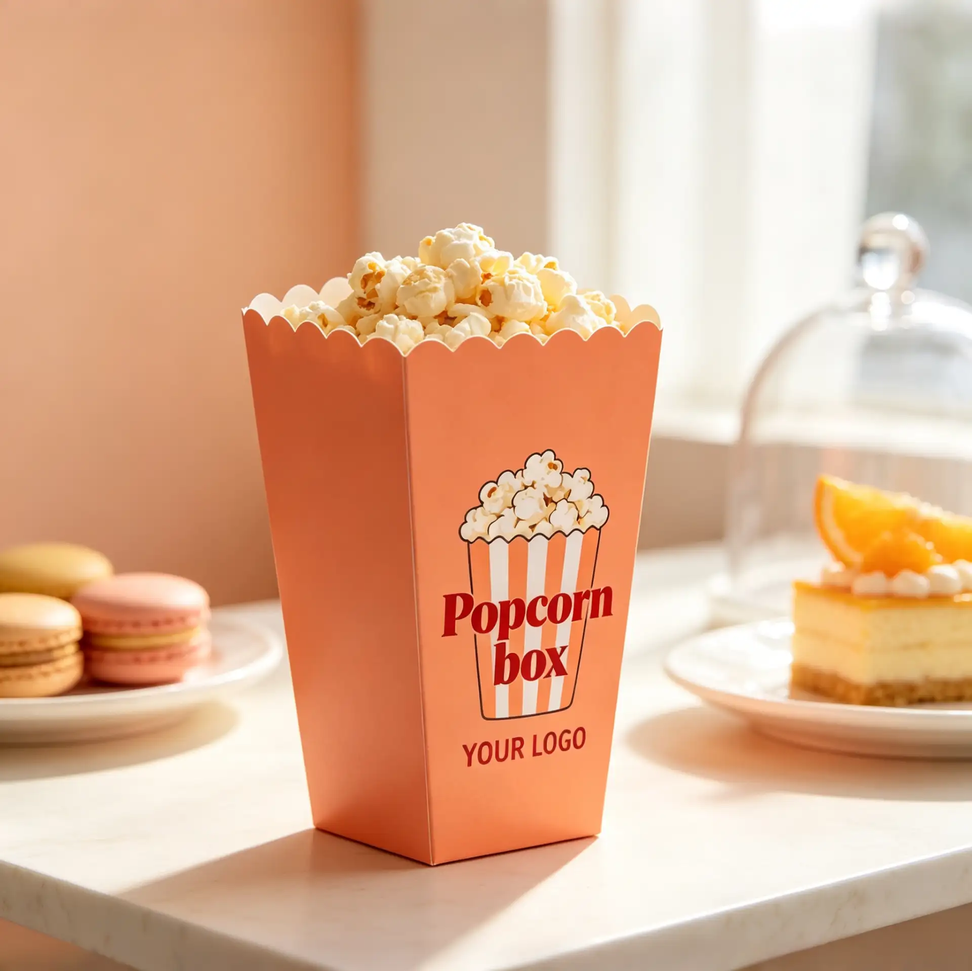 Orange Scalloped Popcorn Box
