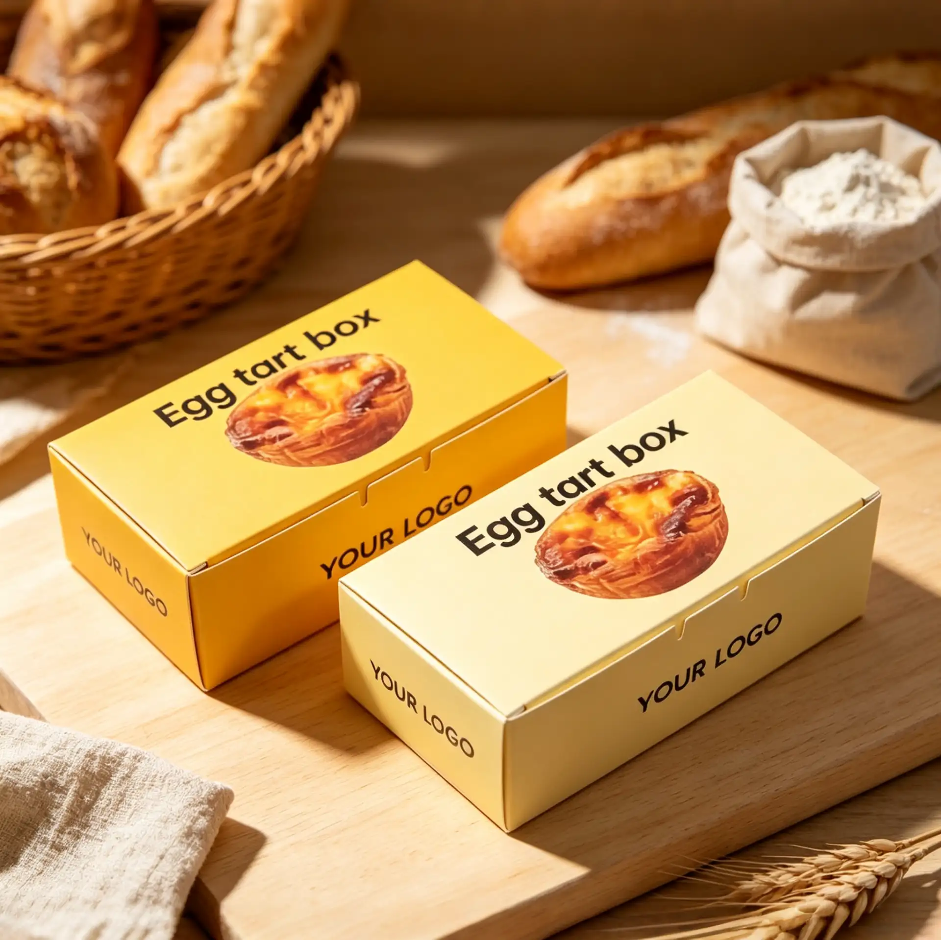 Rectangular Yellow Egg Tart Box