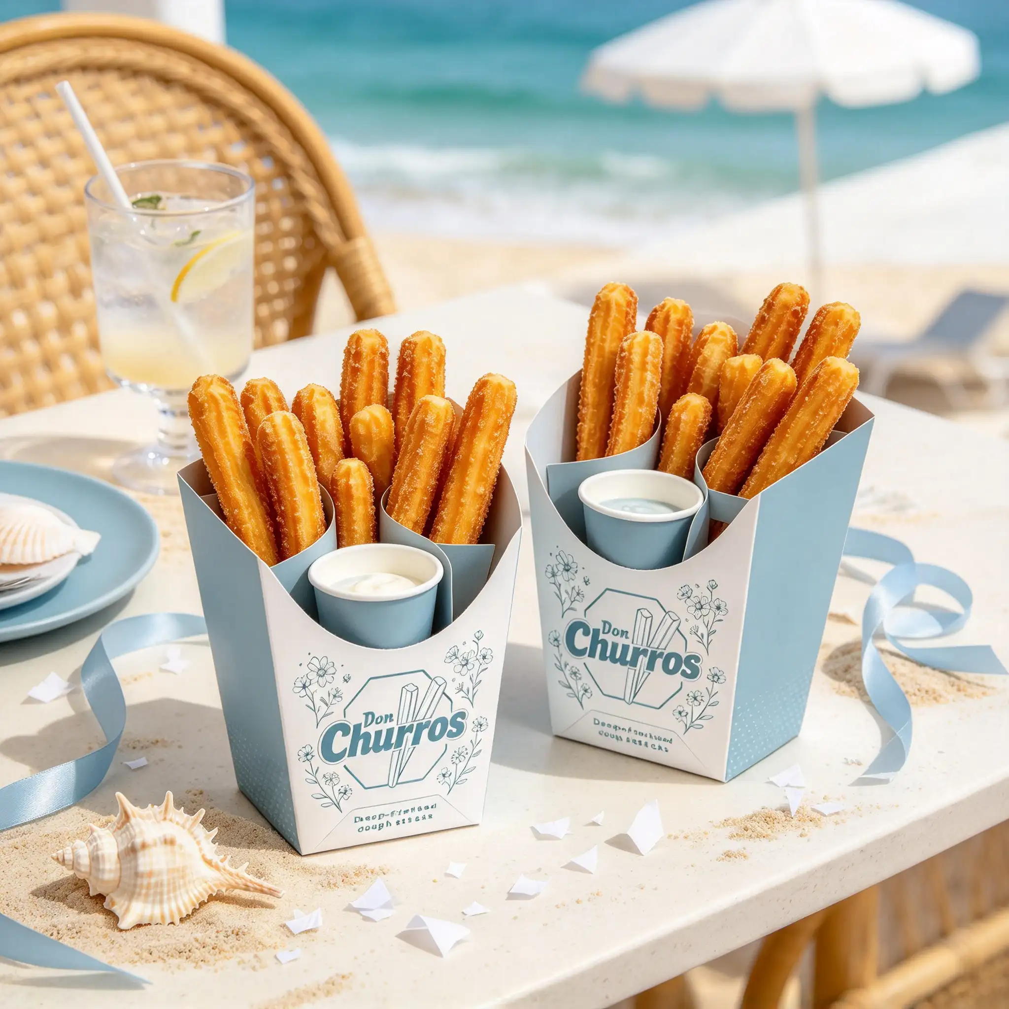 Sophisticated Churros Box with Dip Cup Divider